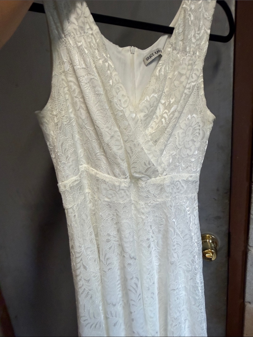 Grace Karin Cream Lace V-Neck Sleeveless Maxi Dress
